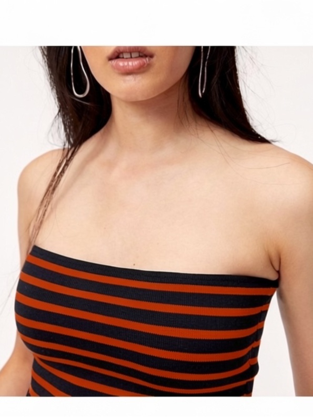 NWT Aritzia Essamba Tube Top in Black/Red Stripes Size XS